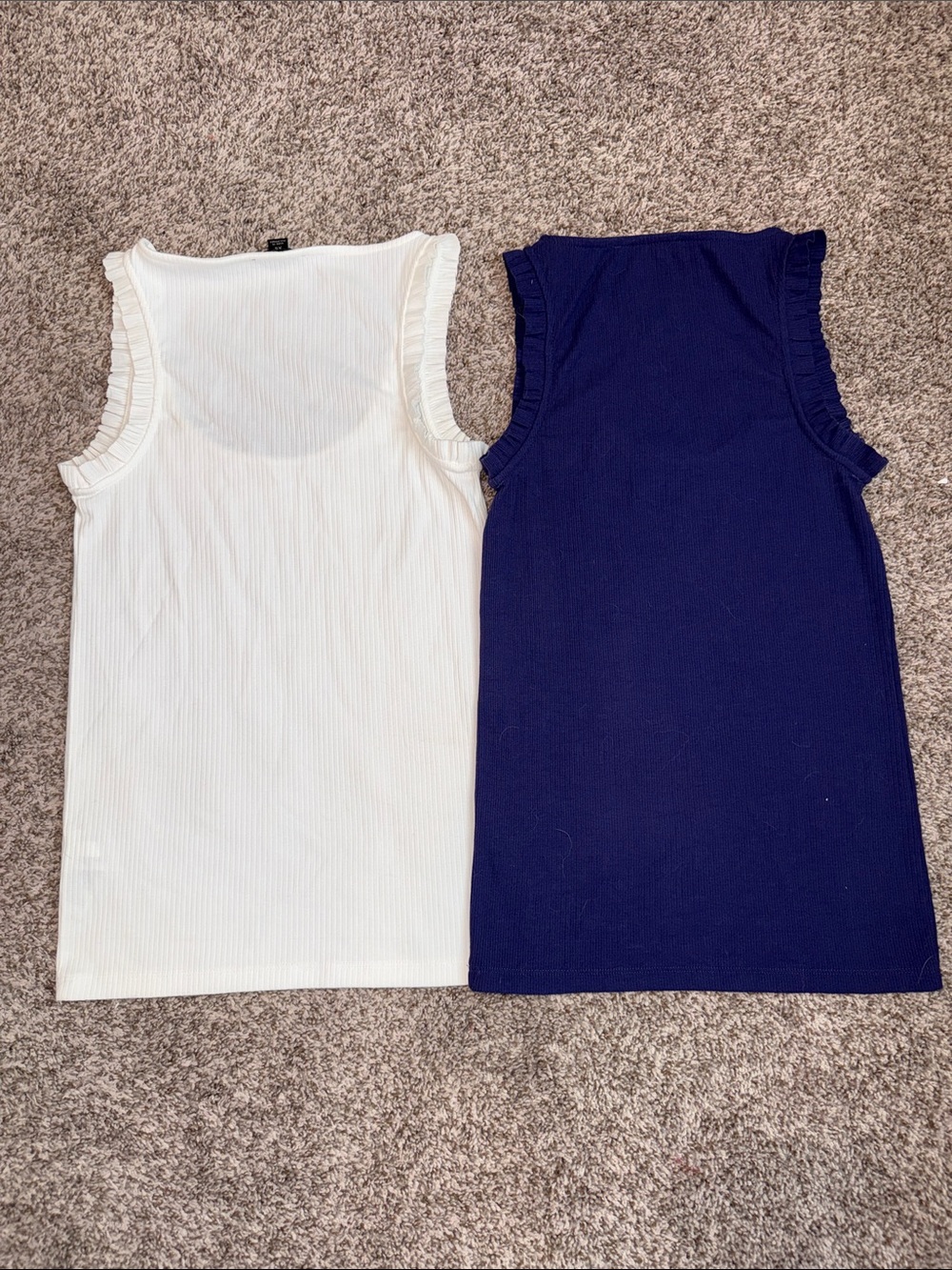 Two J Crew Ruffle Neck Tank Tops XSmall - Picture 4 of 4